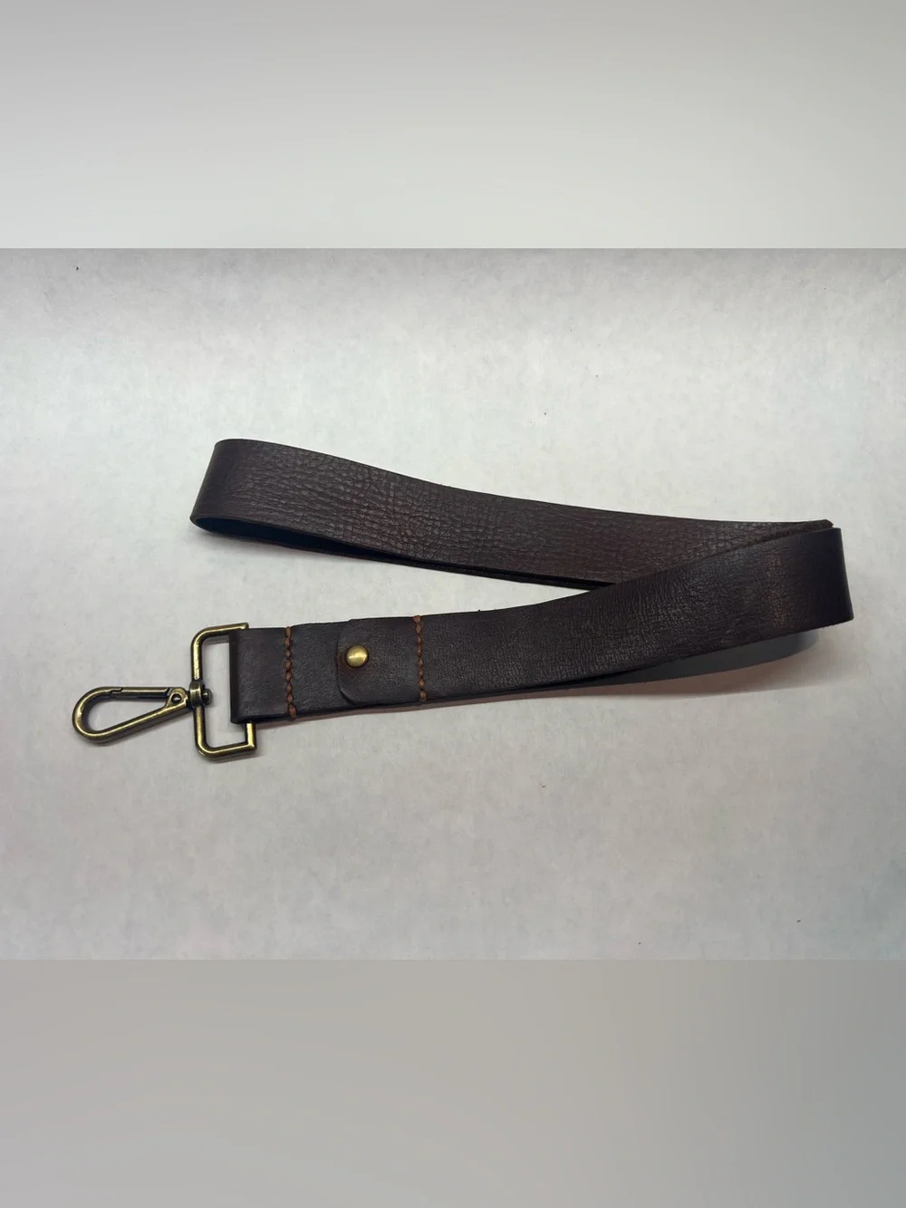 Handcrafted Brown Leather Lanyard Antique Bronze, Leather Key & Badge Holder 21”